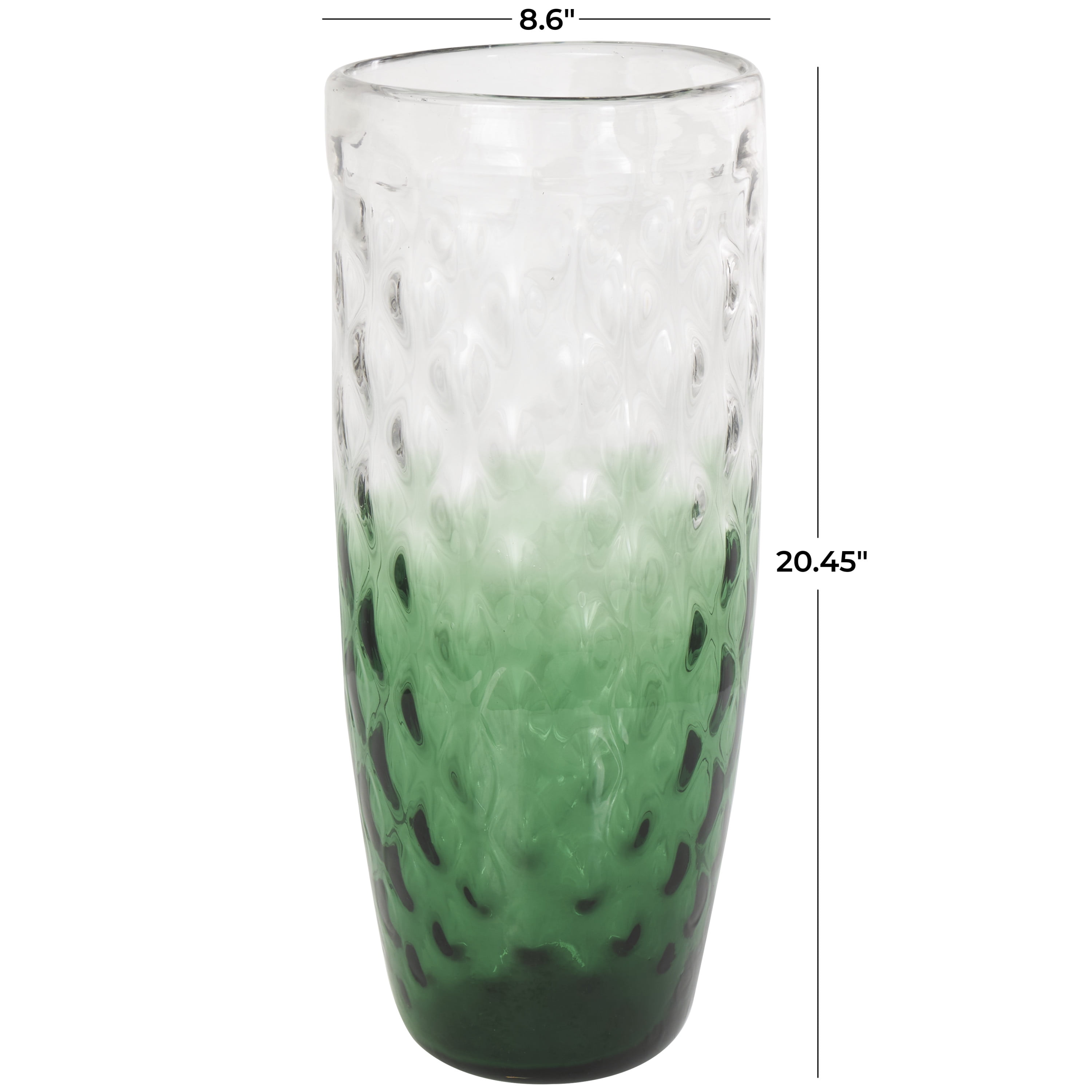 DecMode 20" Handmade Ombre Green Glass Vase