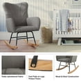 thumbnail image 6 of Lavish Home Teddy Upholstered Rocking Chair for Bedroom (Gray), 6 of 12
