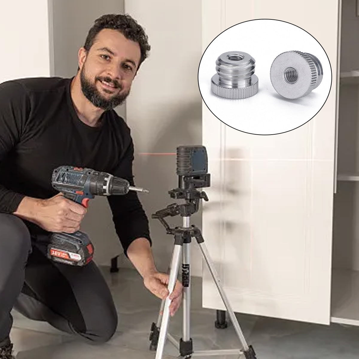 5/8"-11 Male To 1/4"-20 Male Survey Adapter For Tripod Laser Level BOSCH