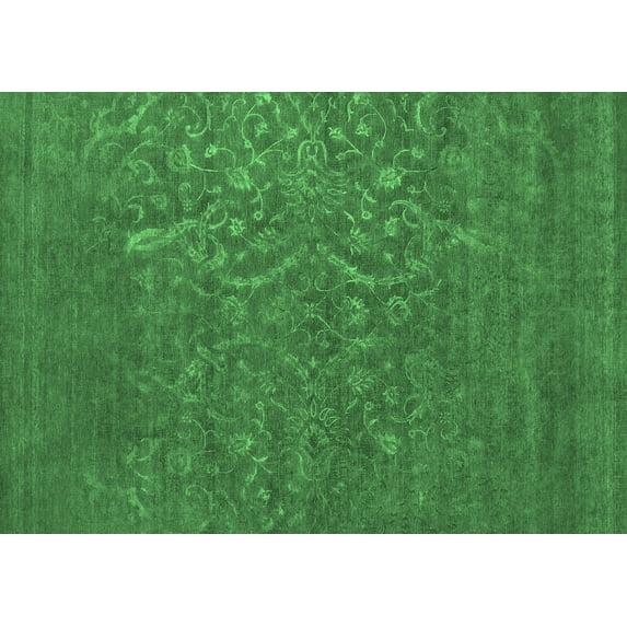 Ahgly Company Indoor Rectangle Oriental Emerald Green Industrial Area Rugs, 3' x 5'
