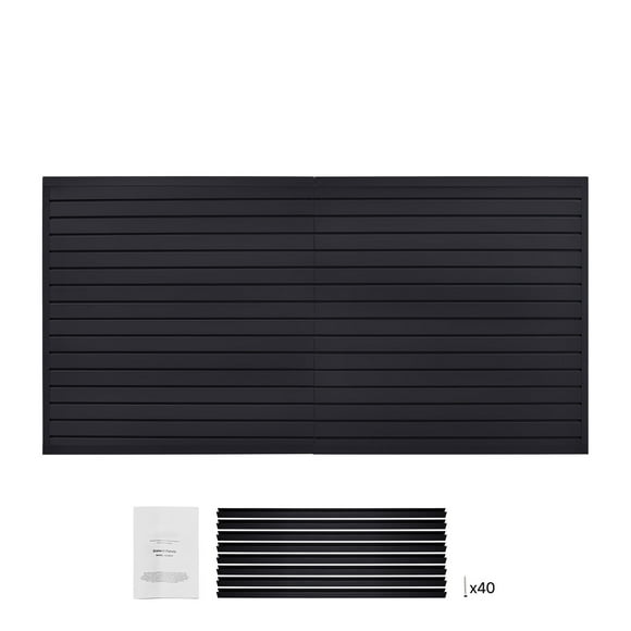 KFFKFF Slat Wall Paneling, 8 x 4 ft, PVC Garage Slatwall with Modular Design, Black Slat Wall Easy-to-Install Adjustable Slatwall Panel with Coupling Structure & DIY Cutting