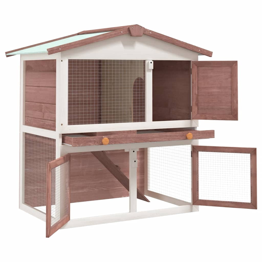 vidaXL Rabbit Hutch Bunny Cage with Pull Out Tray Pet House Solid Pine Wood