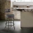 thumbnail image 3 of Armen Living Indoor Rees Swivel Counter or Bar Stool in Black Finish with Gray Faux Leather, 3 of 7