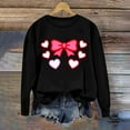 thumbnail image 5 of Valentine Crewneck Sweatshirts Womens Long Sleeve Cute Valentines Day Sweater Pullover Heart Bow Holiday Outfits, 2XL Black, 5 of 5