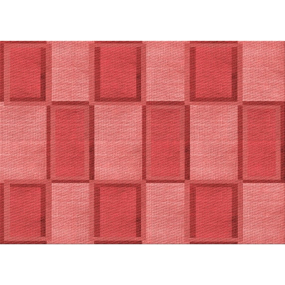 Ahgly Company Machine Washable Indoor Rectangle Transitional Red Area Rugs, 8' x 10'