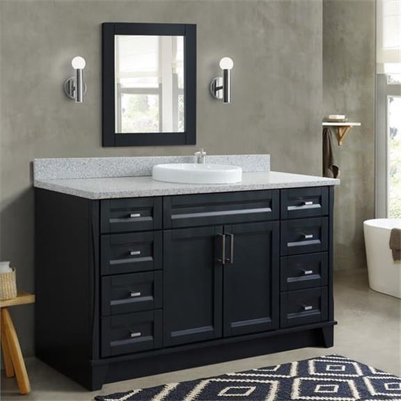 Bellaterra Home 400700-61S-DG-GYRD 61 in. Single Round Sink Vanity with Granite Top, Dark Gray & Gray