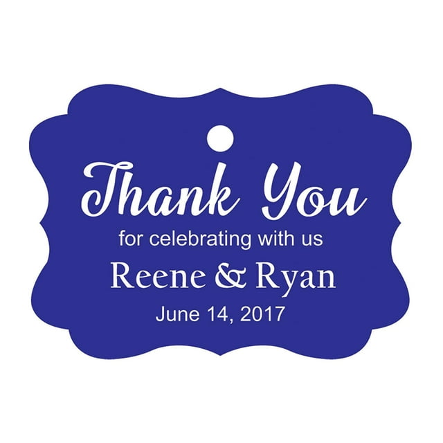100 PCS Custom Wedding Favor Hang Tags Thank you for celebrating Personalized Paper Tags