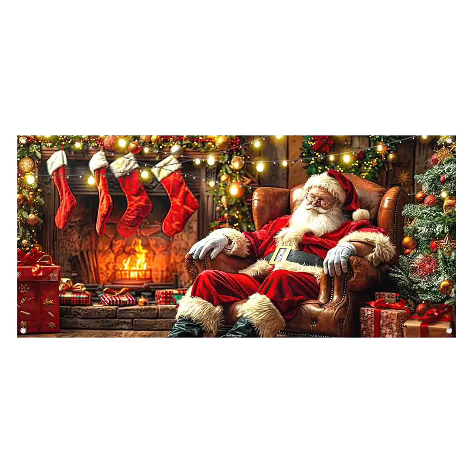 Bannière Fond Sapin De Noël Rouge – Accessoire Photo Pour Fête Et Enfants
