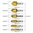 thumbnail image 3 of High-Quality Countersink Drill Bit Set for Precise Countersinking - 6 Pcs 1/4'Hex Shank HSS 5 Flute, 3 of 6