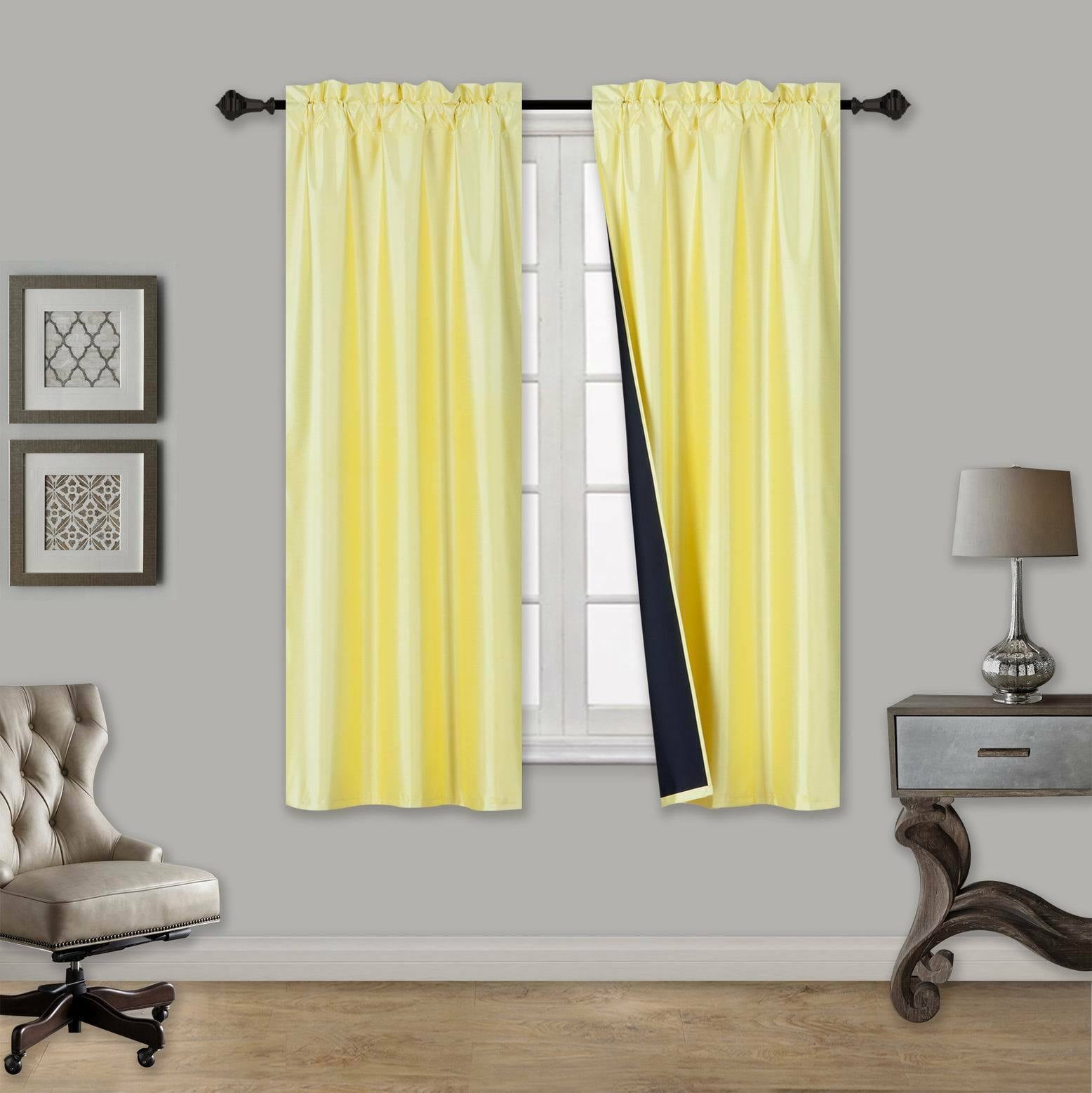 CLOSEOUT SALE !! 2PC TOM YELLOW SOLID COLOR 100% BLACKOUT THERMAL
