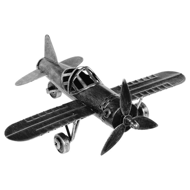 Toddmomy 1Pc Artistic Airplane Model Silver Iron Decoration for Home Decor