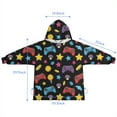 thumbnail image 7 of Multicolor Controllers Games Icons Black Pattern Blanket Hoodies for Kids 6-13YR Oversize Wearable Blanket Hoodies for Boys Girls Teens, 7 of 7
