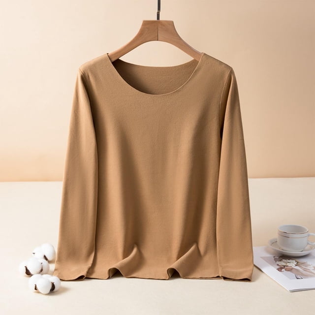 Ailaofu Women Long Sleeve Tops Cotton Loose Fit Tunic Shirts Crewneck Basic Tops T Shirts
