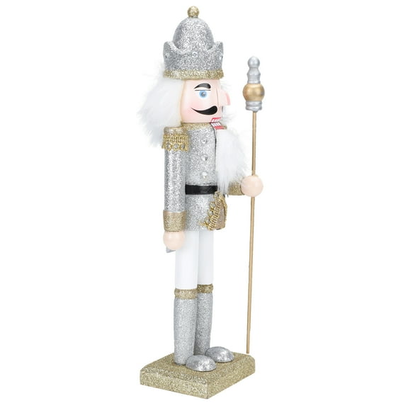 Mobestech 1Pc Silver Wooden Nutcracker Puppet Ornament Classic Holiday Decoration