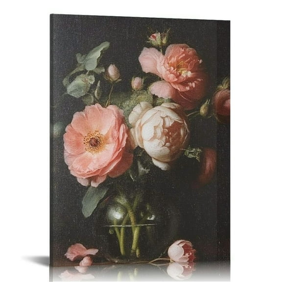 Fenyluxe Canvas Wall Art, Vintage Prints for Wall Home Decor, Samll Wall Art Valentines Day Gifts, Desk Shelf Decor, Floral Paintings Decor For Living Room Decor Bedroom Home Bathroom 12x16 in