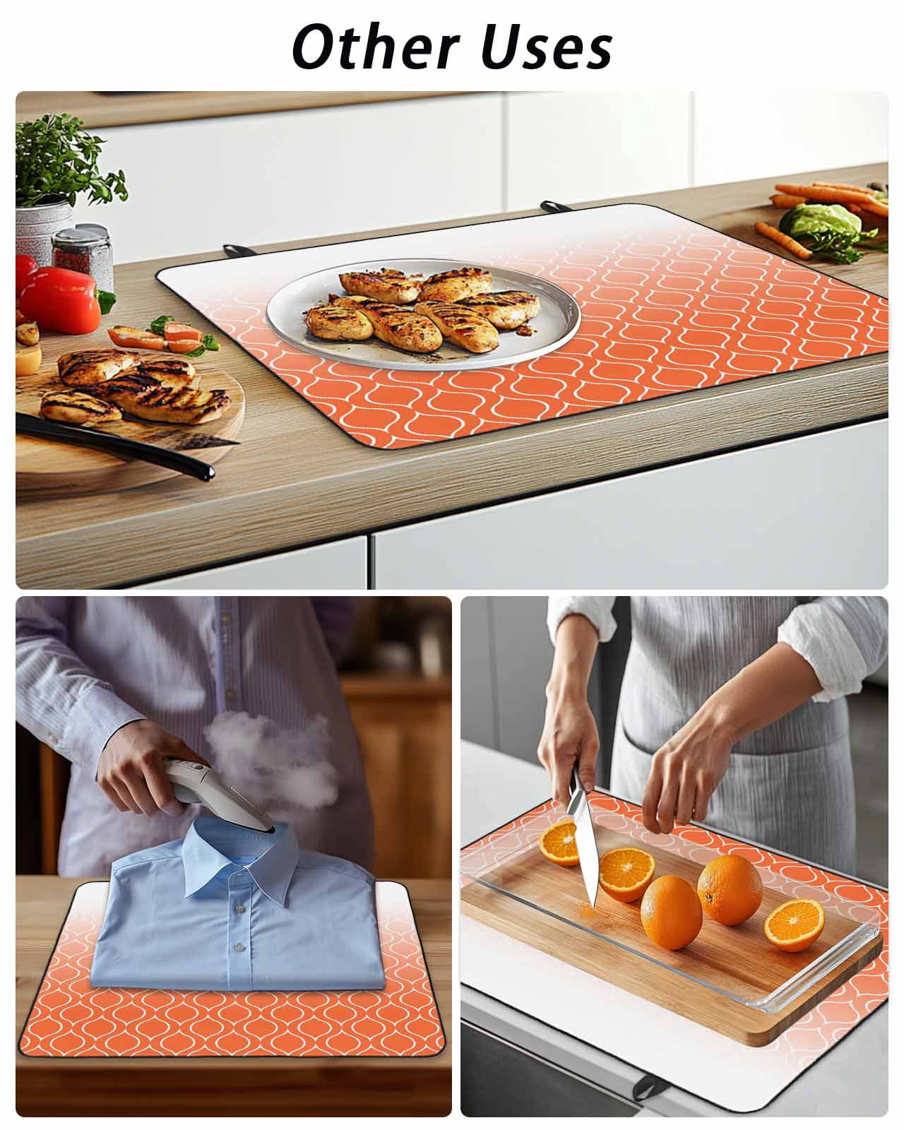 Stove Top Covers for Electric Stove, Morocco Orange Glass Stovetop Cover Protector, Modern Geometric Gradient Simple Induction Cooktop Protector Oven Mat for Kitchen Countertop 24"x21"