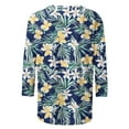 thumbnail image 5 of Qulqfy 3/4 Length Sleeve Womens Shirts Casual Hawaiian Floral Tropical Boho Crew Neck Green Loose Comfy Vacation Beach Women Summer Tops XL, 5 of 6