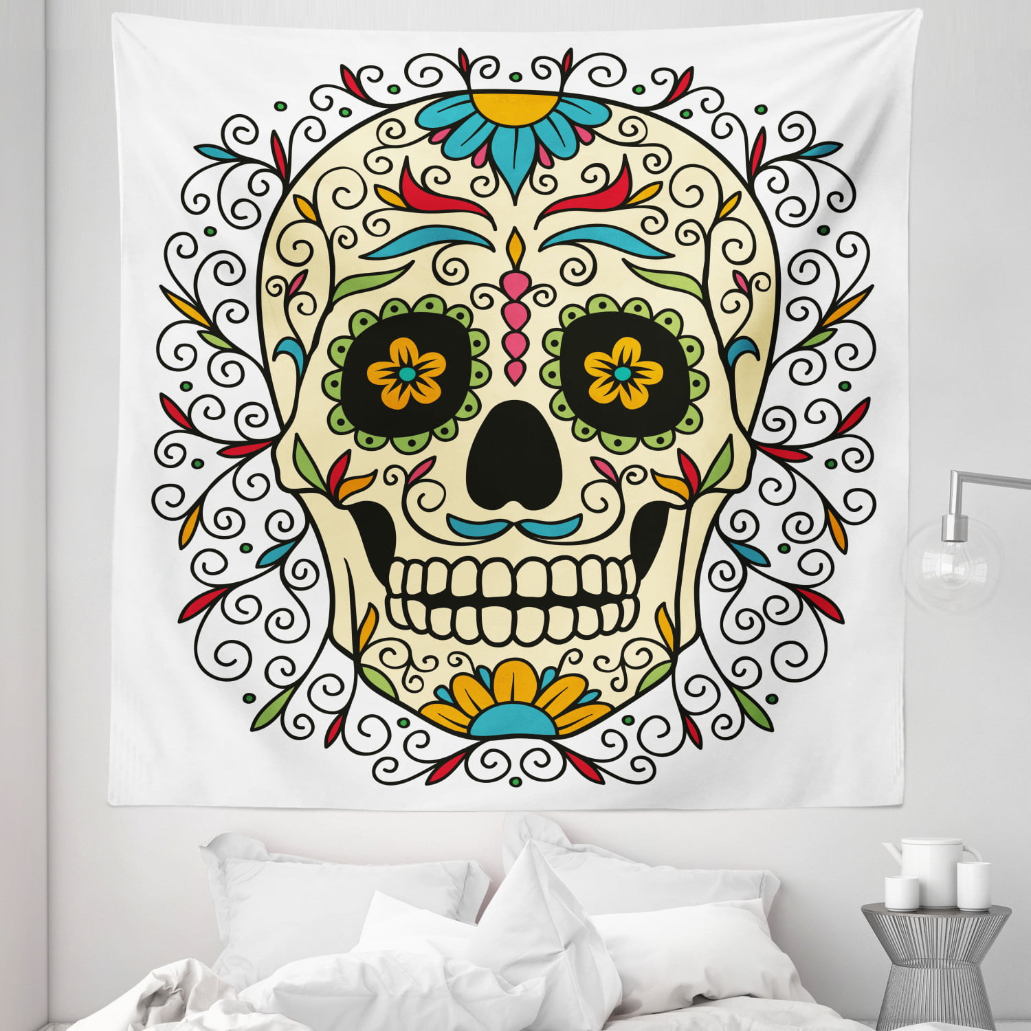Skull Head On Universe Wall Decor Hanging Tapestry Bohemian Bedspread Drom 