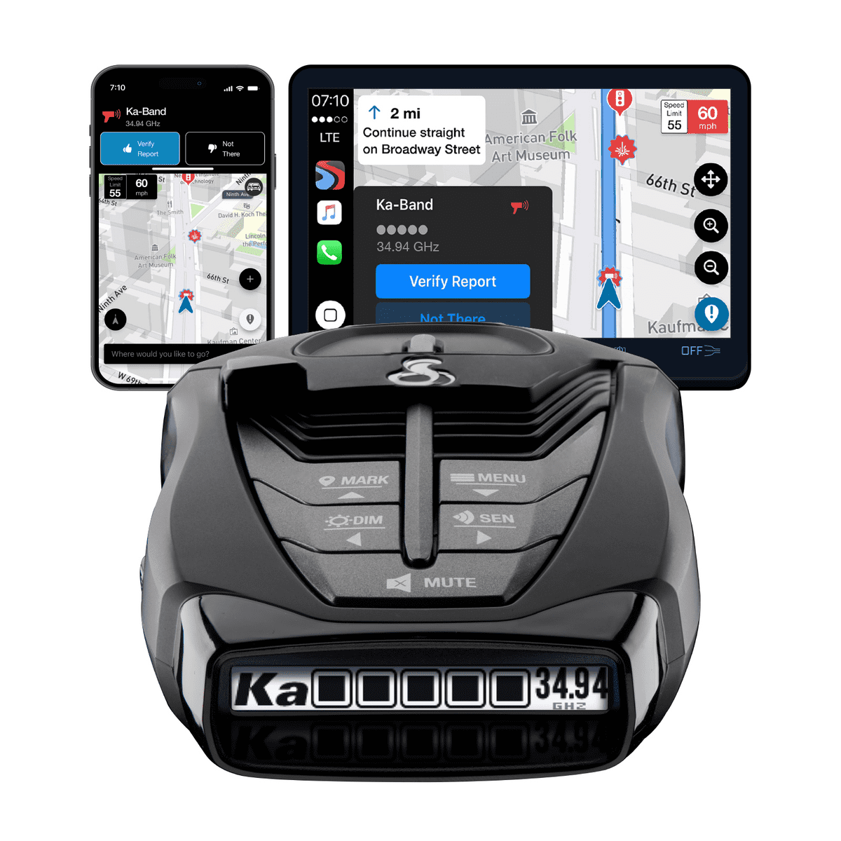Cobra RAD 480i Connected Radar Detector, Long Range, Bluetooth, Front & Rear Detection + CarPlay (New)