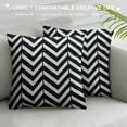 thumbnail image 3 of COMIO  Boho Throw Pillow Covers - Modern Stripe Geometric Farmhouse Decorative Pillow Cover Sets for Pillows - Couch Sofa Bed,Faux Leather Black and White Pillow Covers, 3 of 5