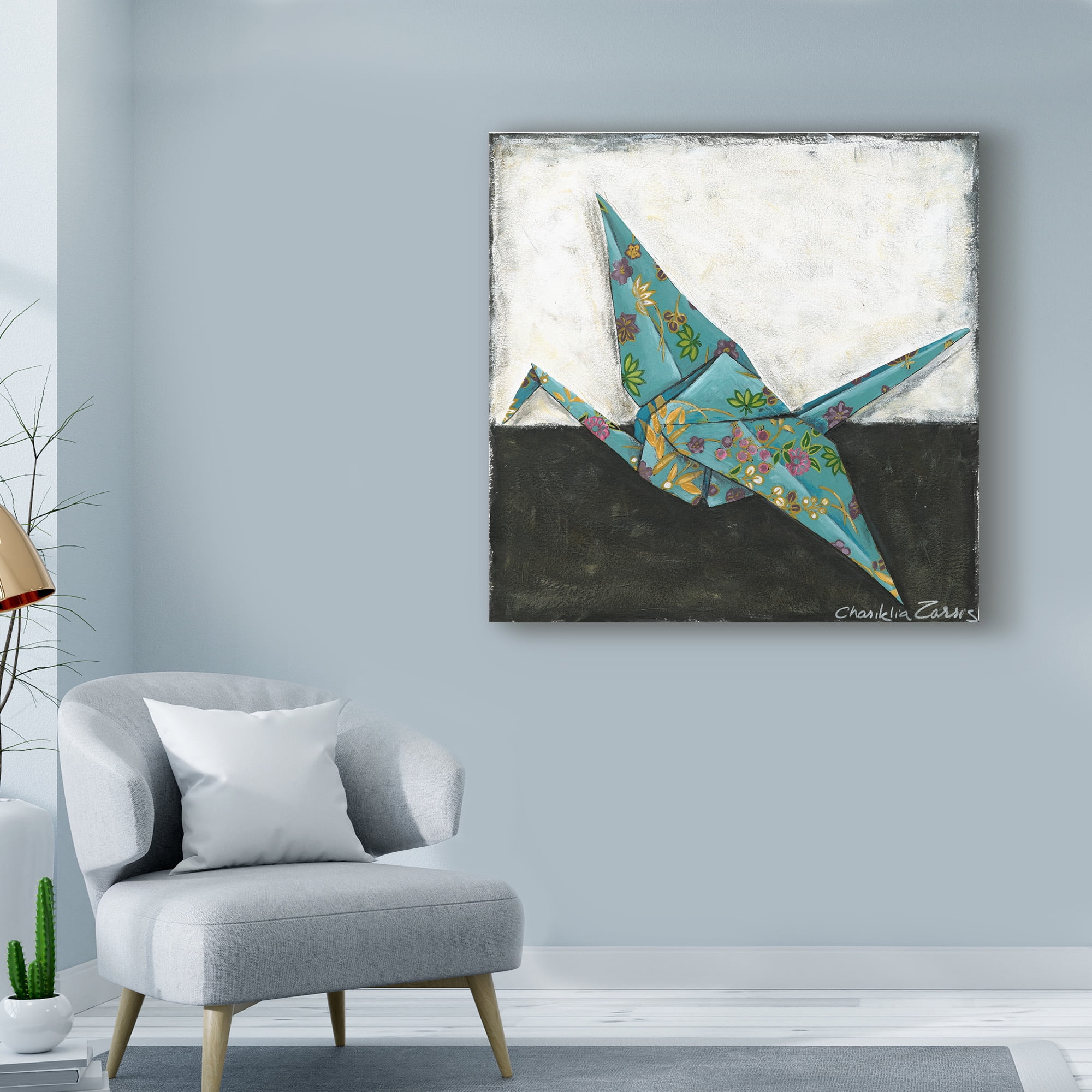 Trademark Fine Art 'Origami Crane' Canvas Art by Chariklia Zarris