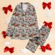 thumbnail image 3 of Puyaiuu Women 2 Piece Christmas Satin Pajama Set Cute Print Long Shirt Loose Shorts Matching Set Loungewear Gift, 3 of 7