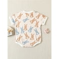 thumbnail image 3 of Bagilaanoe Newborn Baby Girl Boy Easter Rompers Bunny Print Short Sleeve Bodysuits 6M 12M 18M 24M Infant Casual One Piece Short Jumpsuit, 3 of 8