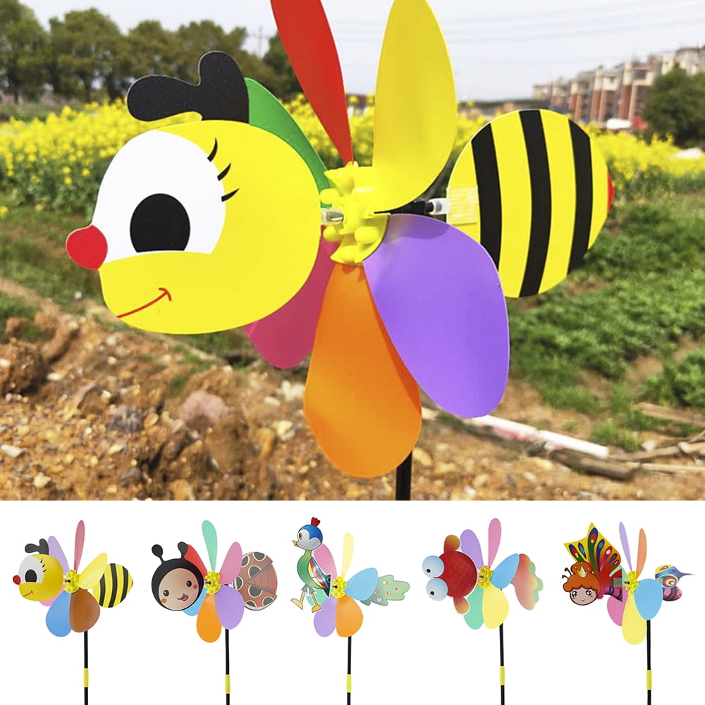 Color A 5 Pack Garden Pinwheel Pinwheels Wind Spinner Kids Windmill Toys for Yard Garden Bird Deterrent Decorative 