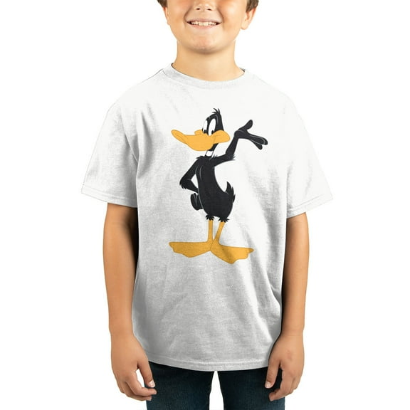 Boys Classic Looney Tunes Daffy Duck Character White Graphic Tee-M