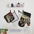 thumbnail image 5 of Skull Head and Rose 5 Pcs Kitchen Set Heat Resistant Oven Mitts and Non-Slip Pot Holders with Adjustable Cooking Apron, 5 of 6