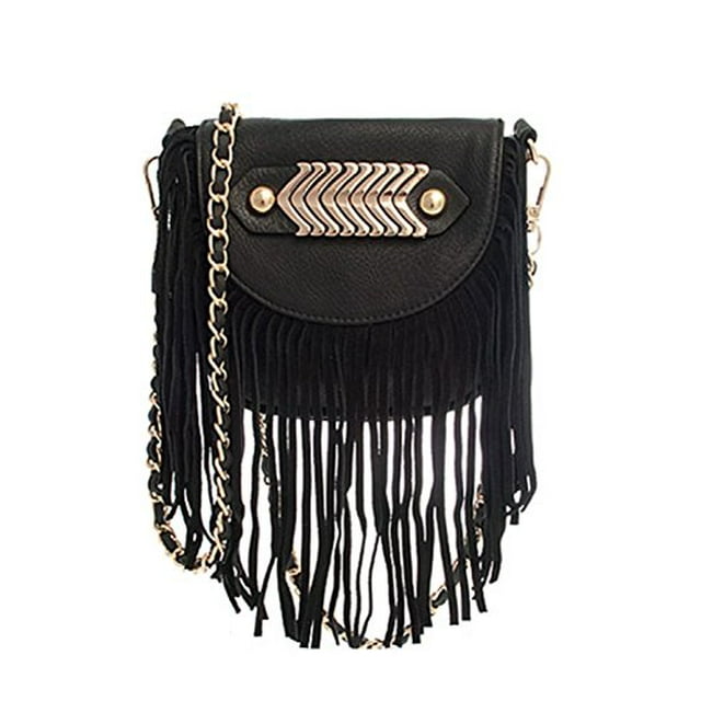 Fringe Body Bag Cross de 2Chique Boutique Femme (Noir)