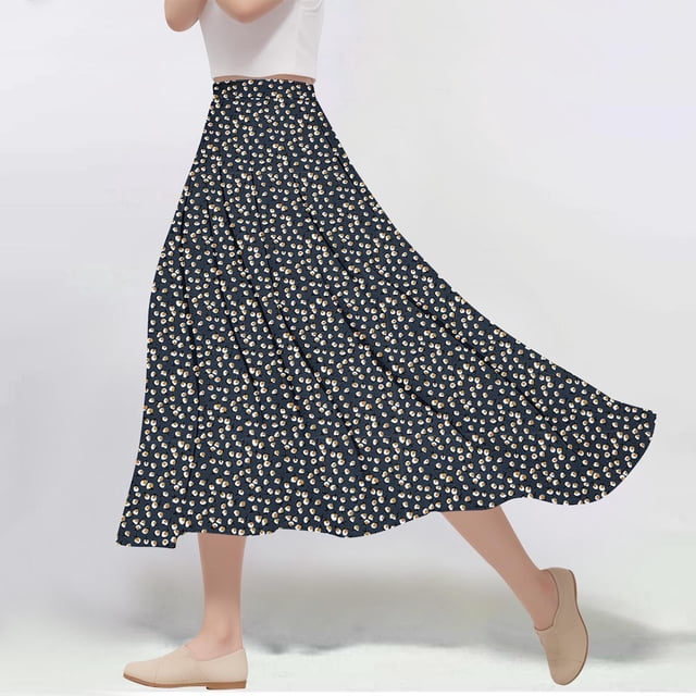 Jupes pour Femmes, Jupe Décontractée à Fleurs Imprimées Taille Élastique en Ligne