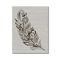 Tribal Feather Detailed Stencil Template Reusable 8.5 x 11 for Painting on Walls, Wood, Etc. By Stencilville