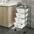 thumbnail image 4 of Renwick Rolling Storage Trolley Cart with 4 Plastic Drawers on Wheels, White, 4 of 12