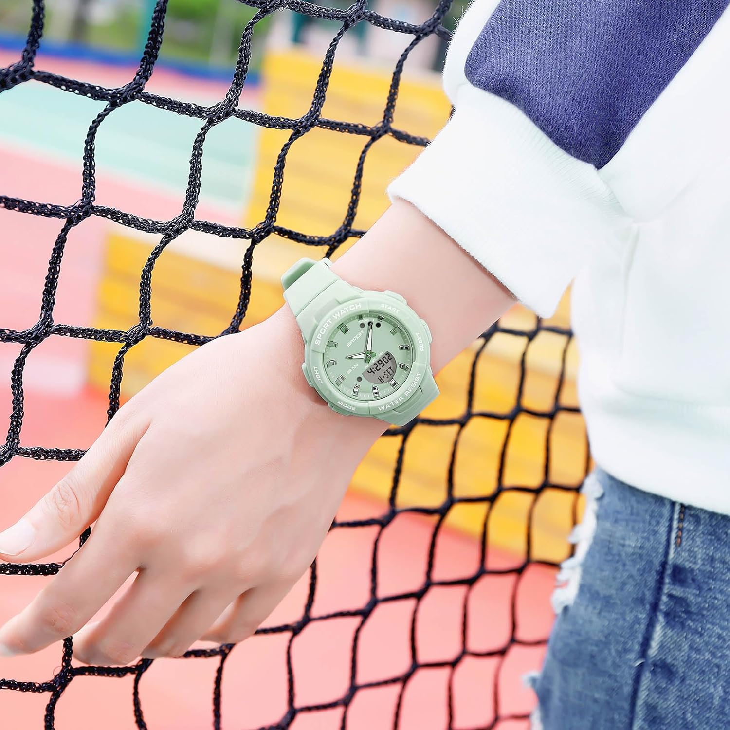 Electronic Wristwatch Digital Analog Quartz Watches Ladies Simple Resin 50M Waterproof Watch Multifunctional Military for Women