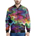 thumbnail image 3 of Chaqueta con cremallera con patrón psicodélico abstracto para hombre, chaqueta holgada informal de manga larga con estampado 3D colorido para otoño, ropa de calle, 3 of 5