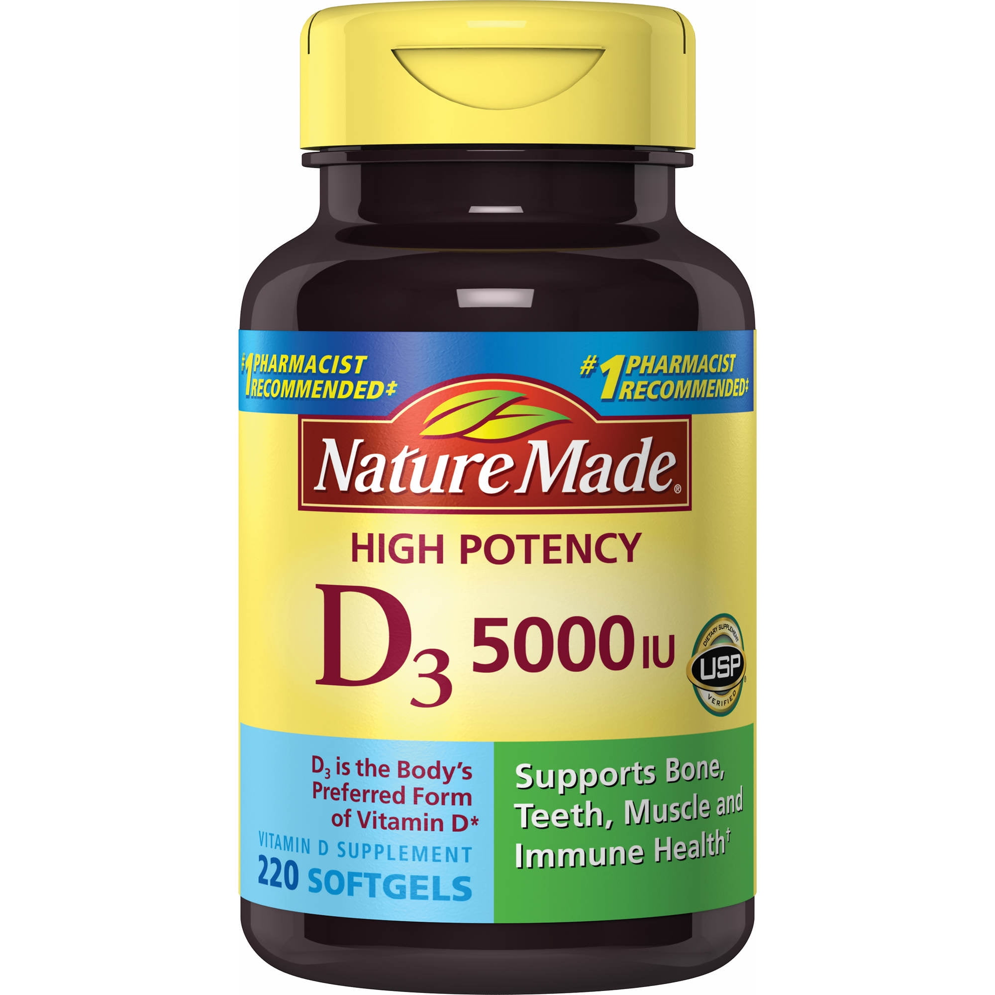 Nature Made Vitamin D-3 , 220 Count Softgels - Walmart.com
