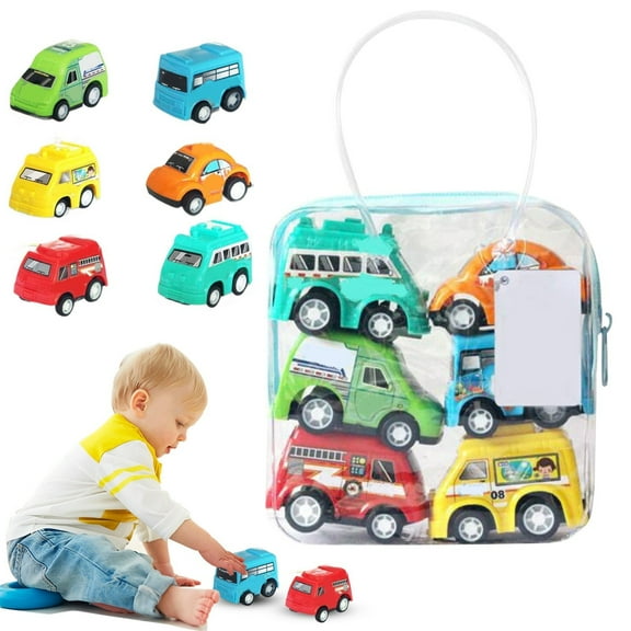 KaiXunRui Toddler Car Toys Drive Vehicle Model 6 Pack Assorted Mini Plastic Vehicle Set City Track Engineering Car Boy City Engineering Vehicle Excavator Set