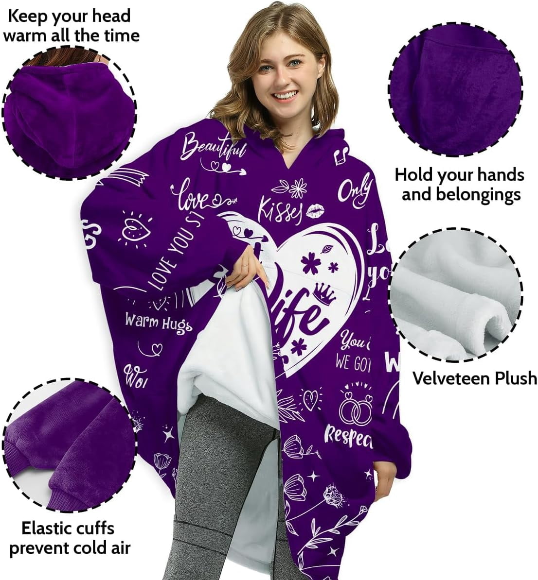 for Wife Hoodie Blanket from Husband, Best Wife Ever Wearable Hoodie, for Wife Girlfriend from Husband Boyfriend, Birthday Gifts for Wife from Husband