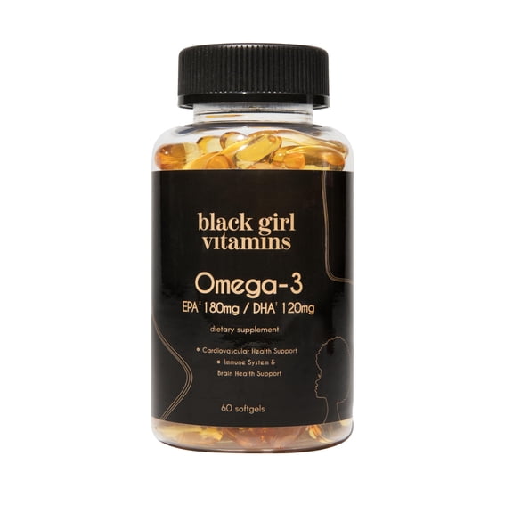 Black Girl Vitamins Omega Capsules – High-Potency EPA & DHA Essential Fatty Acids – Supports Cardiovascular Health, Boosts Brain Function, and Promotes Joint Mobility – 60 Capsules (30-Day Supply)
