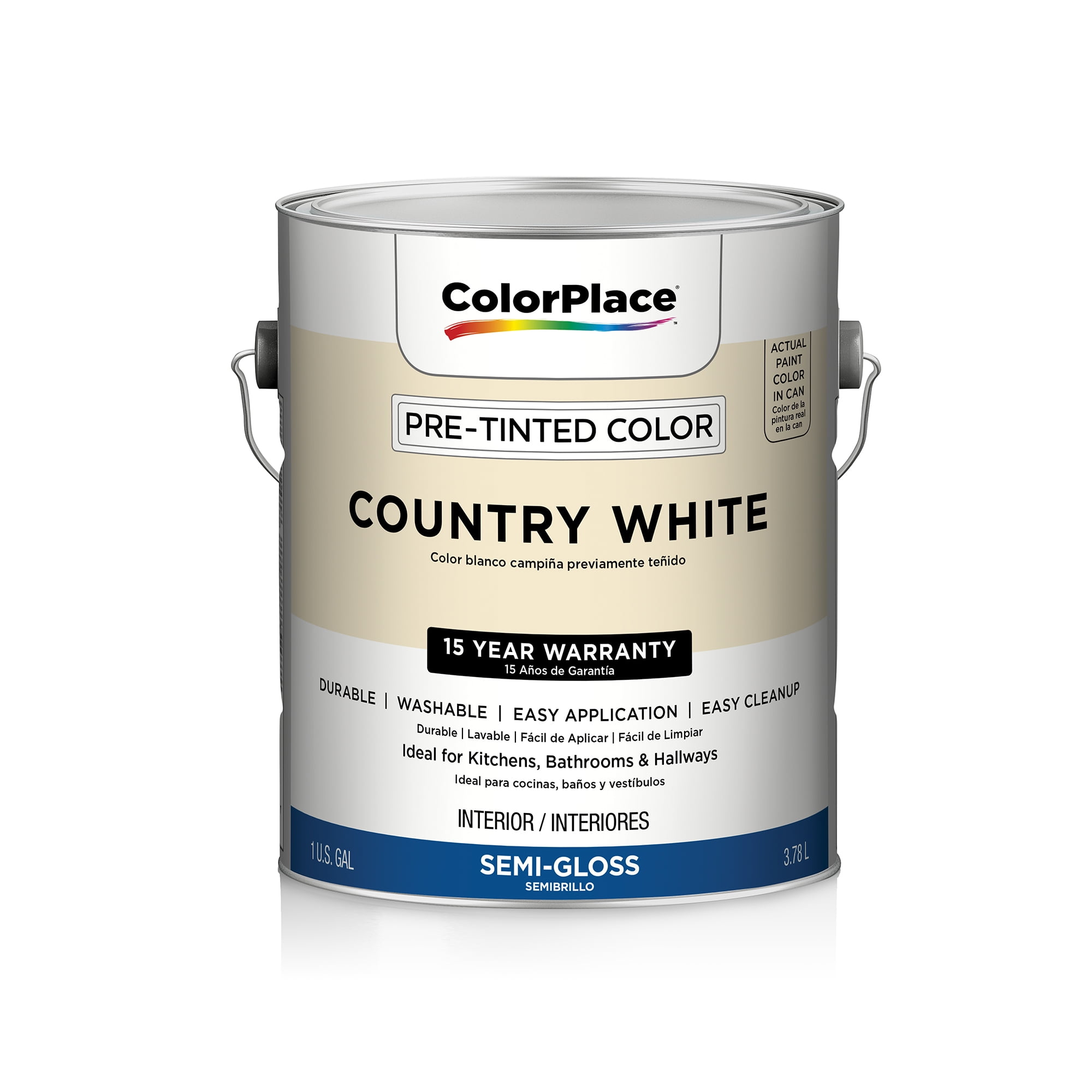 Country White, ColorPlace Pre-Tinted Semi-Gloss Interior Paint, Gallon