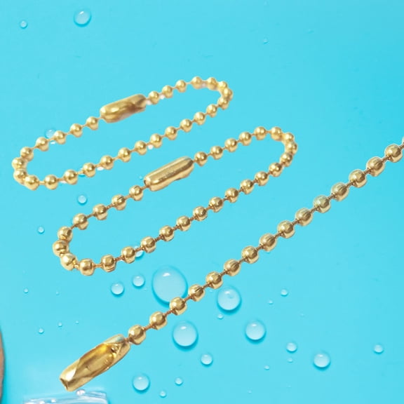 LOLIPPYY Golden Metal Long Bead Connector Clasp Adjustable Ball Chain for Decor Keychain Tag Key Rings 100PCS