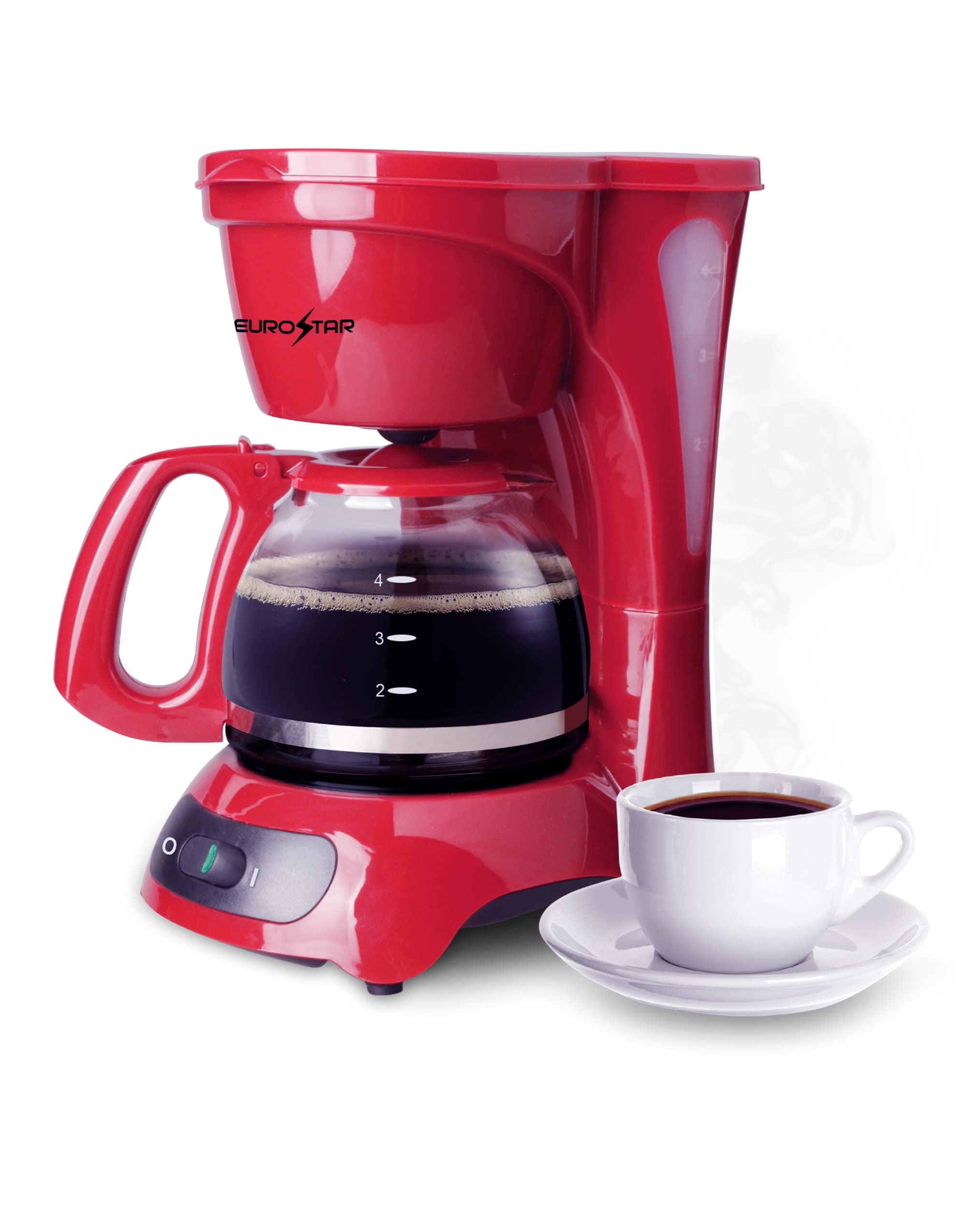 EUROSTAR ECM621R 4-Cup Coffeemaker, Red