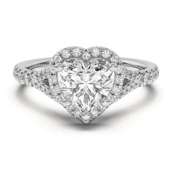 Kiva Jewel 14K White Gold Plated Engagement Ring - 1.66 Ct Heart Cut Moissanite Wedding Ring for Women's - Timeless and Elegant Wedding Ring for Her - A Gift She’ll Cherish Forever