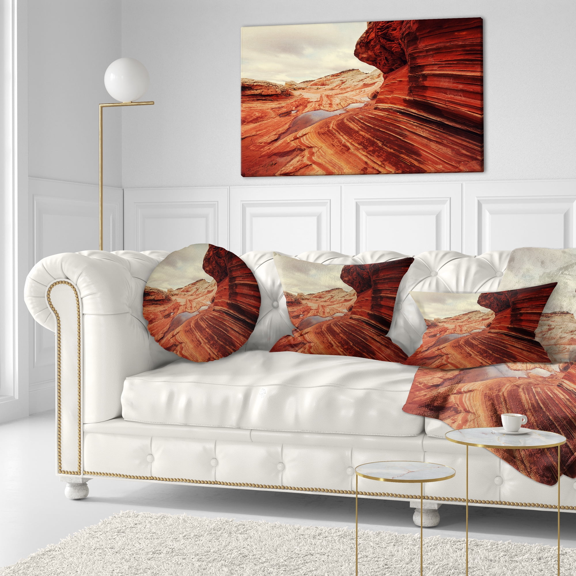 Designart Vermillion Cliffs At Dawn View - Landscape Printed Throw Pillow - 12x20