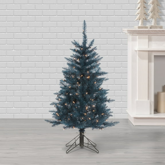 Sterling 4 ft. Pre Lit Clear UL Dark Blue Tuscany Tinsel Tree