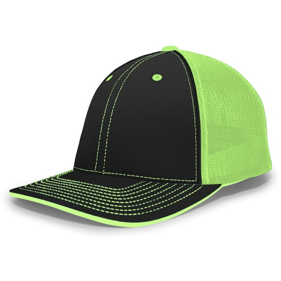 Pacific Headwear Adult Trucker Hat Unisex Black/Neon Green/Black Xs