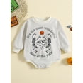thumbnail image 2 of Cenuakty Baby Girls Boys Sweatshirts Rompers Halloween Clothes Skeleton Pumpkin Letter Print Long Sleeve Toddler Jumpsuits Fall Bodysuits, 2 of 8