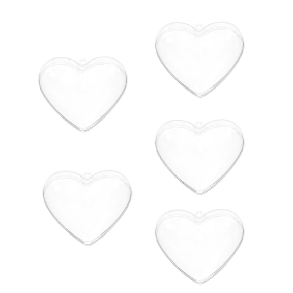 ADDHAT 5-Pack Clear Heart-Shaped Plastic Candy Boxes for Sweets, , Party Favors, and Small Storage Containers