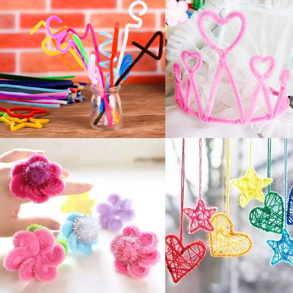 100 Pieces Pipe Cleaners 10 Colors Chenille Stems for DIY Art Creative Crafts Decorations,Assorted Bright Colors (6 mm x 12 Inch)